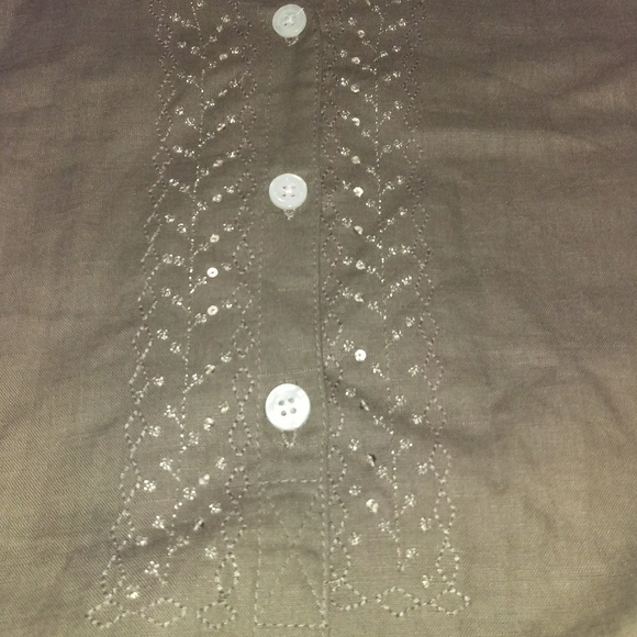 Erika Woman Olive Gold Threading Embroidery Top - Picture 3 of 6